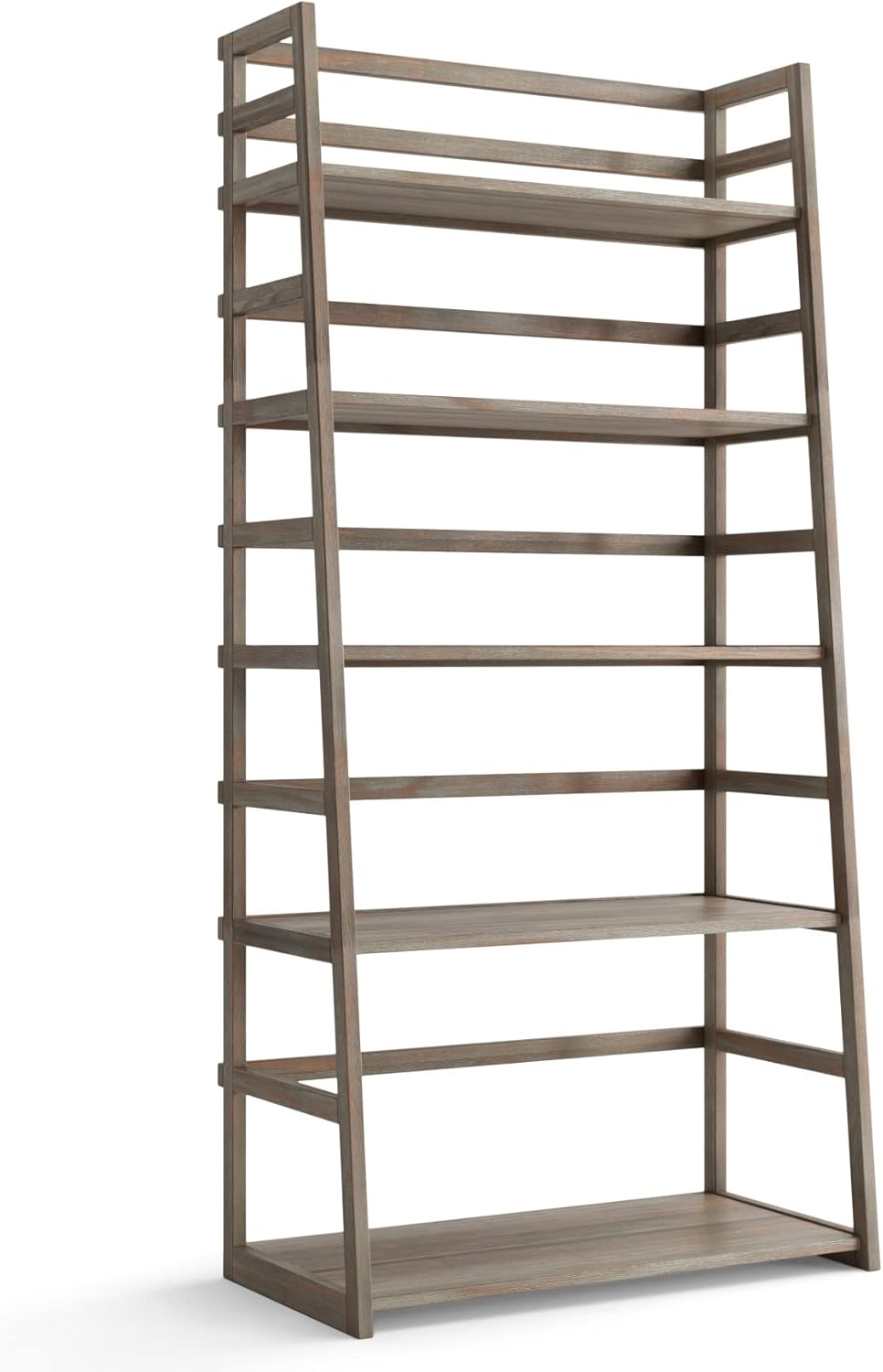 Black 5 Shelf Solid Wood Ladder Bookcase B3878