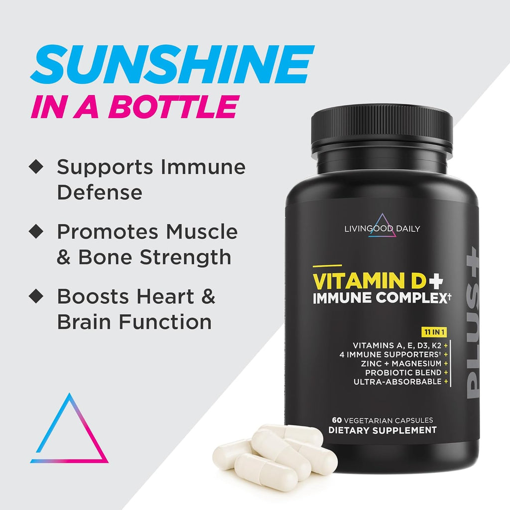 9-in-1 Vitamin D3 K2 Supplement, 60 Capsules S4550