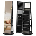 White 6 LEDs Lockable Mirror Jewelry Cabinet with 3 Storage Shelves I21531