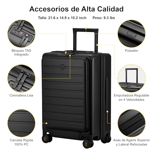 20 Inch Lightweight Hard Shell Carry On Luggage with Wheels - Black A49558