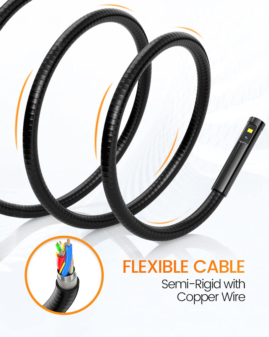 5 inches IPS Dual Lens Borescope Camera with 8mm 10ft Cable B438