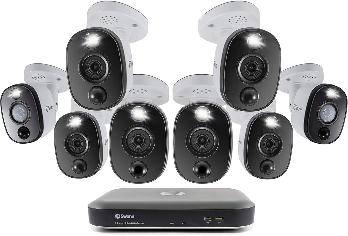 8 Channel 8 Bullet Cams 4K Ultra HD DVR Indoor/Outdoor Wired Surveillance CCTV X28568