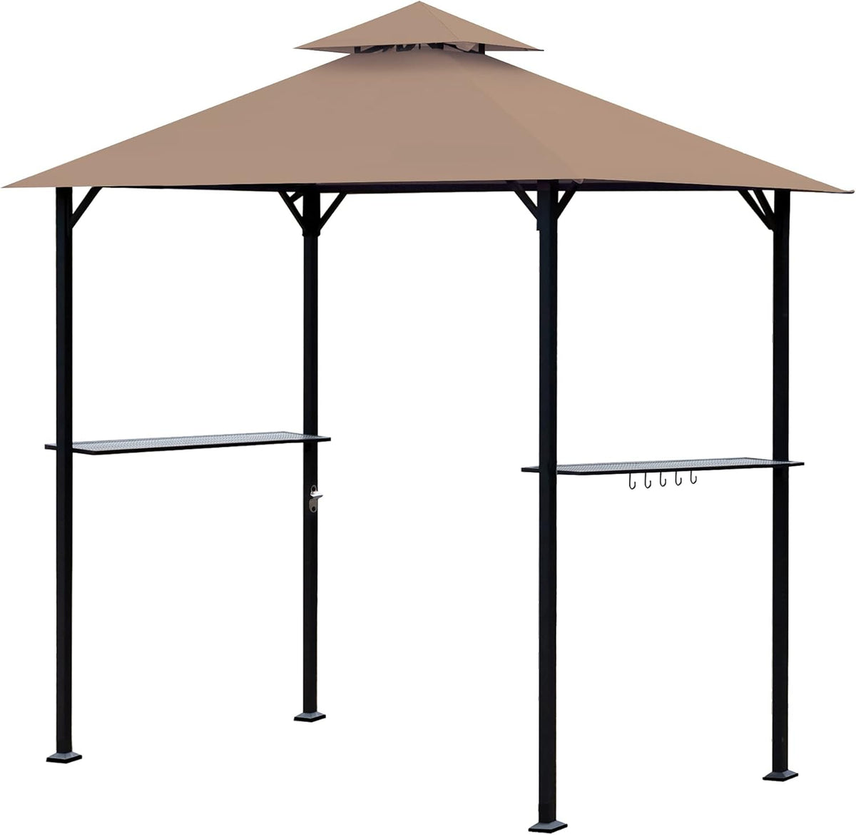 8 x 5 Ft Grill Gazebo with Steel Shelves and LED Lights D243552
