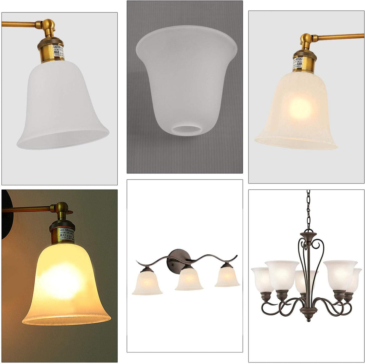 4 Pack Frosted Glass Lamp Shade Replacement with 1-5/8-inch Fitter Opening L7673