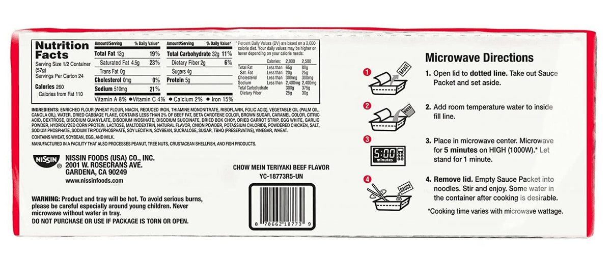 4.0 Ounce Pack of 12 Teriyaki Beef Chow Mein E563