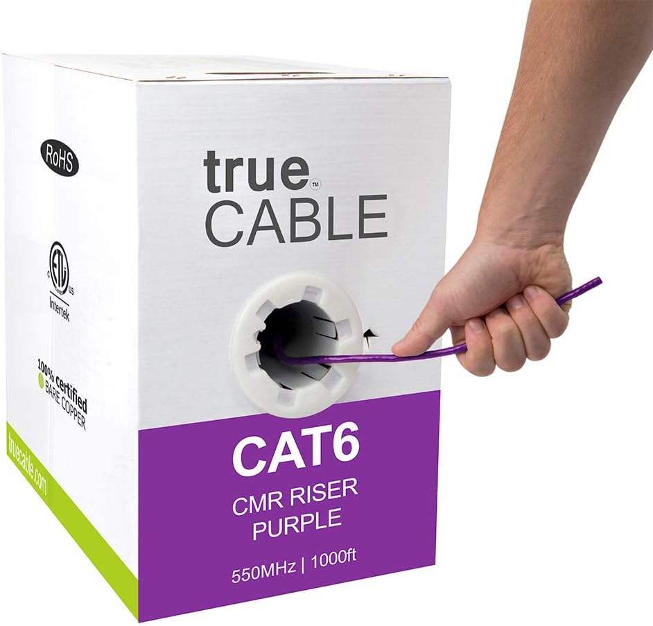 Cat6 Riser 1000ft Green 23AWG Bare Copper UTP Bulk Ethernet Cable B9251