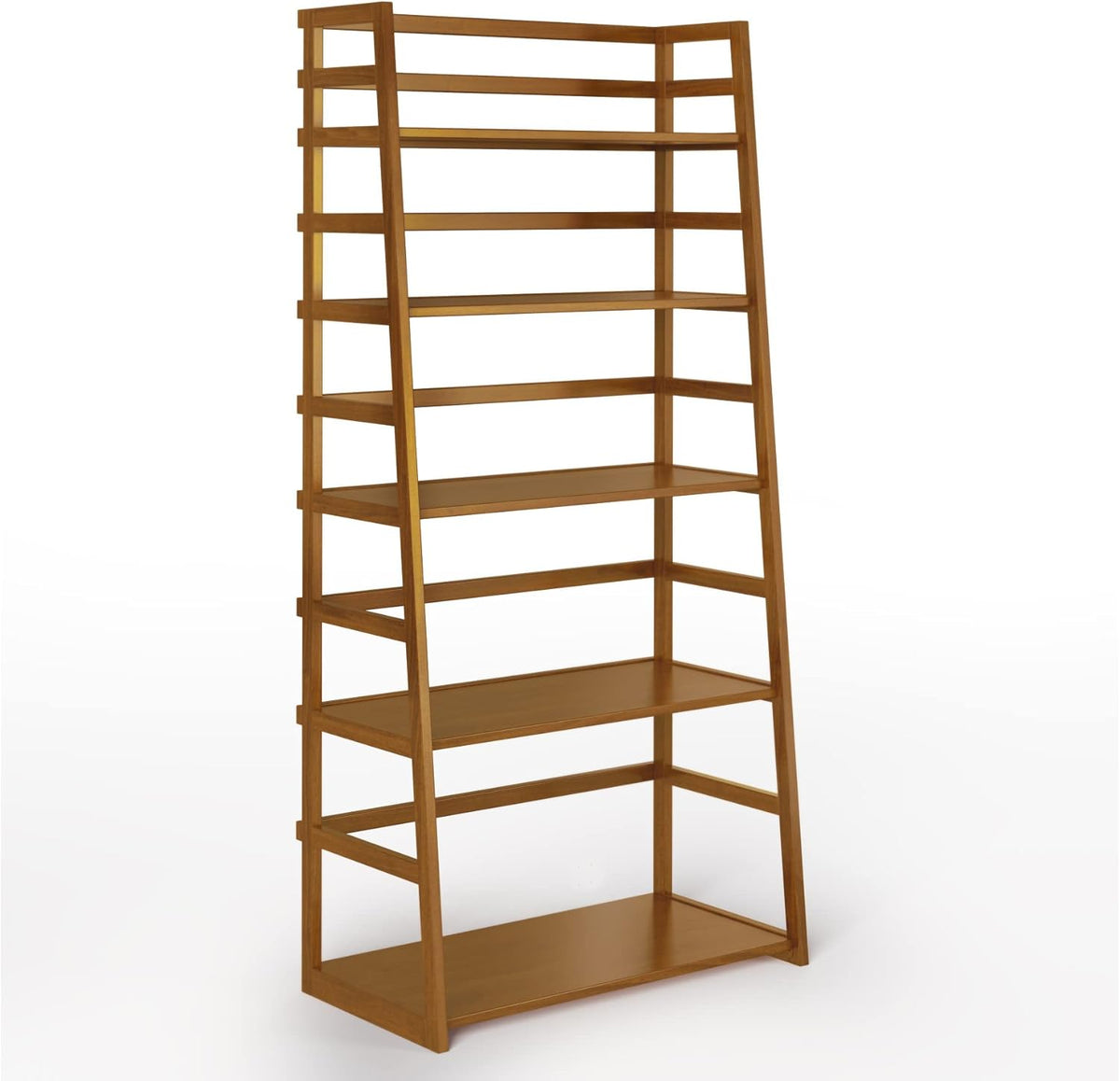 Black 5 Shelf Solid Wood Ladder Bookcase B3878