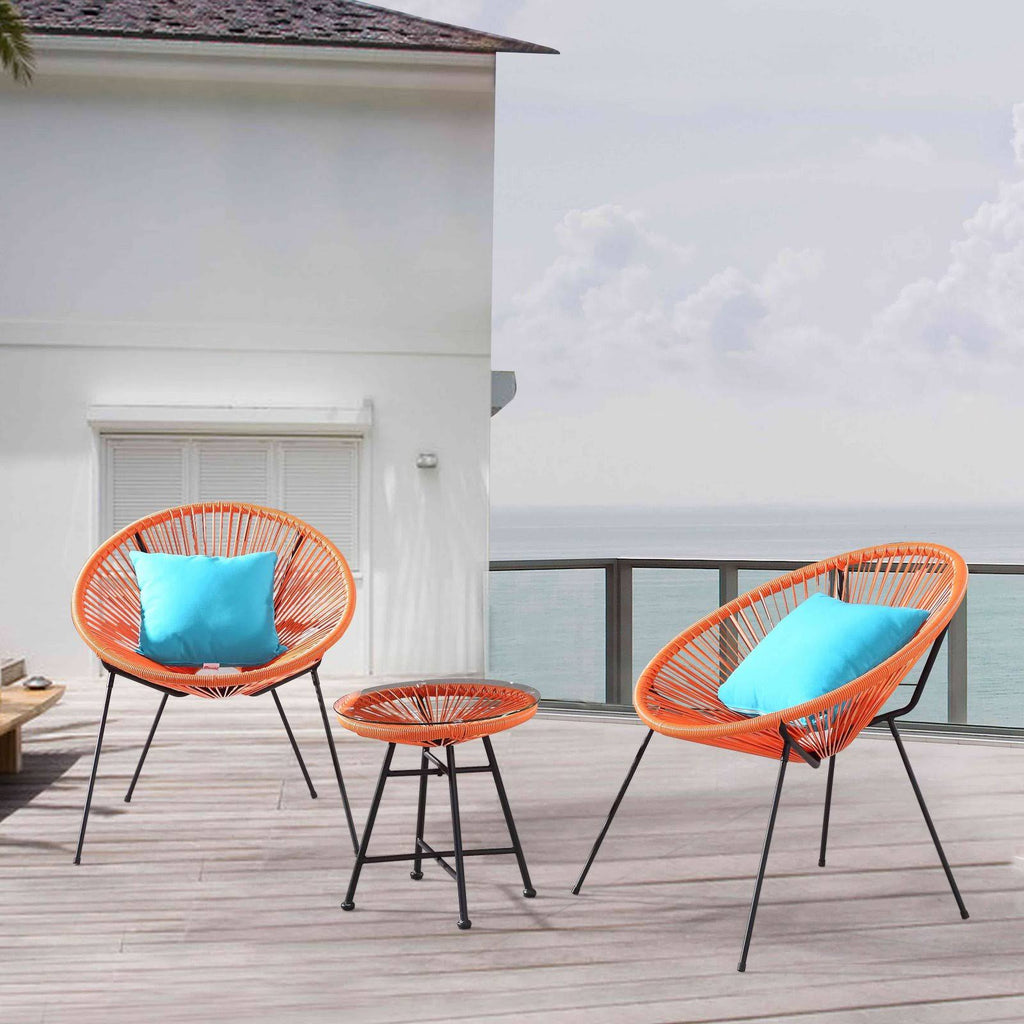 Orange 3 Piece Steel Patio Bistro Set V89120