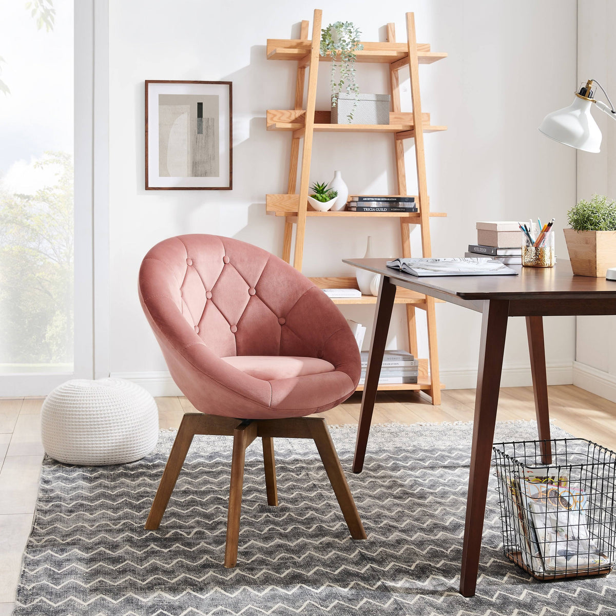 Velvet Tufted Round Swivel Accent Chair O6925