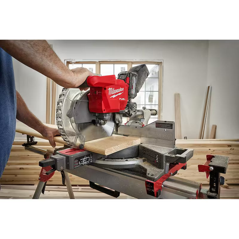 18V Lithium-Ion Brushless Cordless 12 in. Dual Bevel Sliding Compound Miter Saw Kit with Stand and Battery F966645