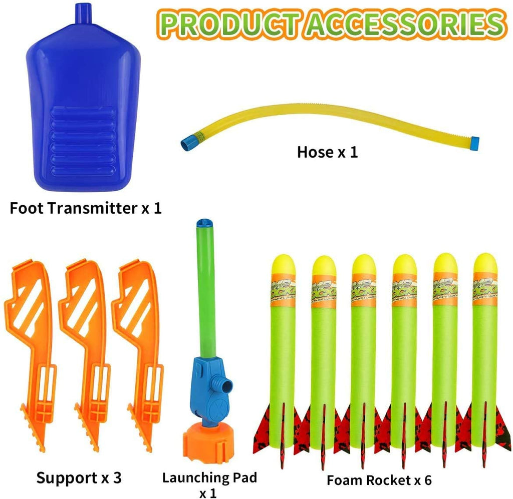 6 Foam Rockets Toy Air Rocket Launchers Glow in the Dark R1380