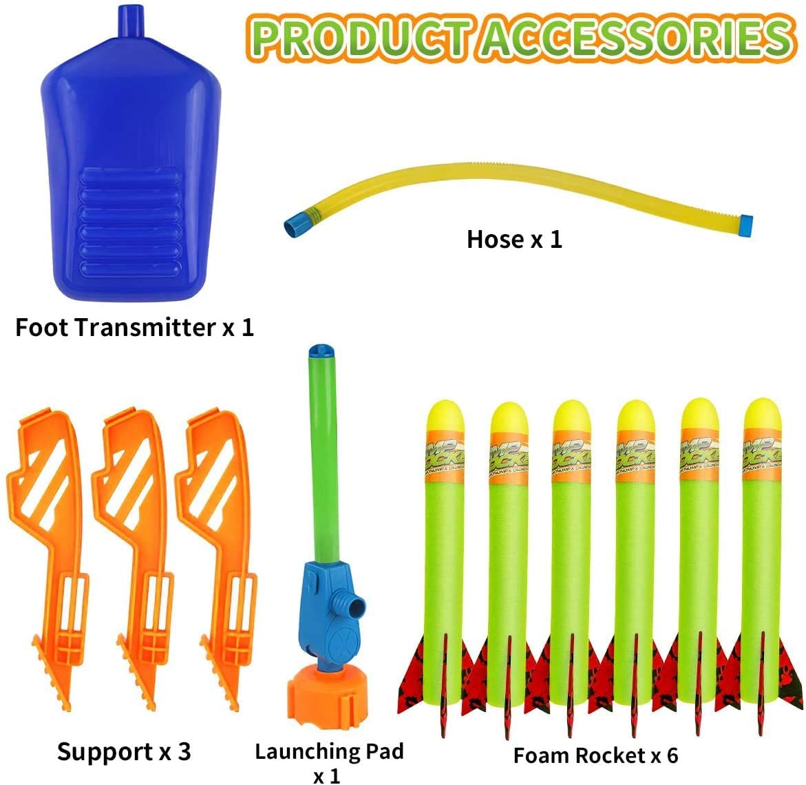 6 Foam Rockets Toy Air Rocket Launchers Glow in the Dark R1380