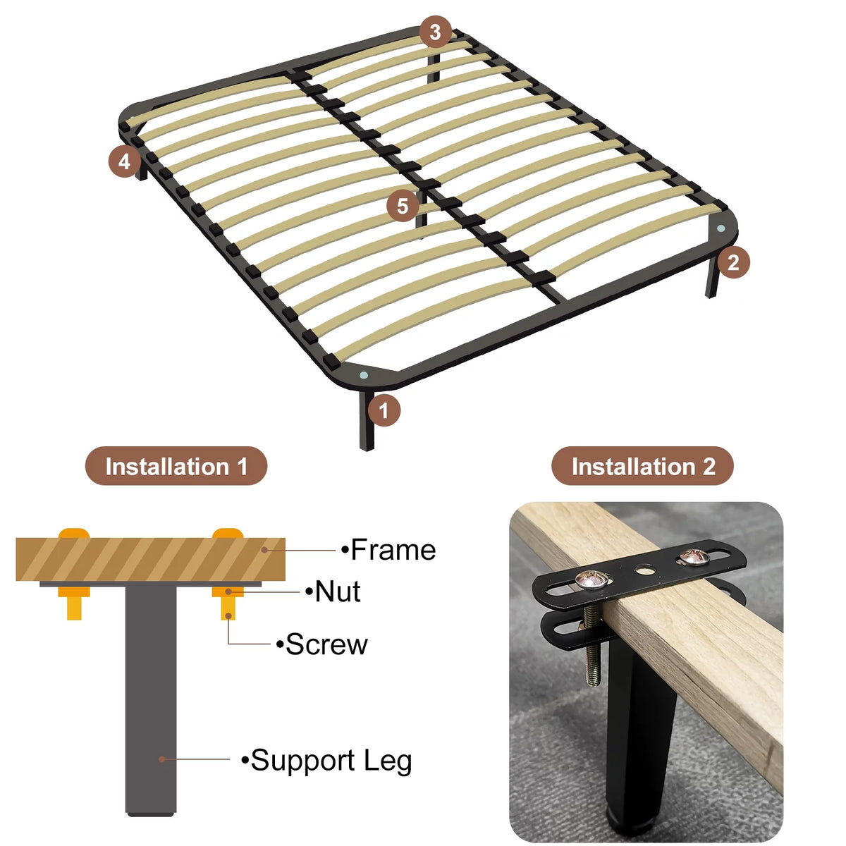 Adjustable Height Bed Frame Support Legs Black X3028