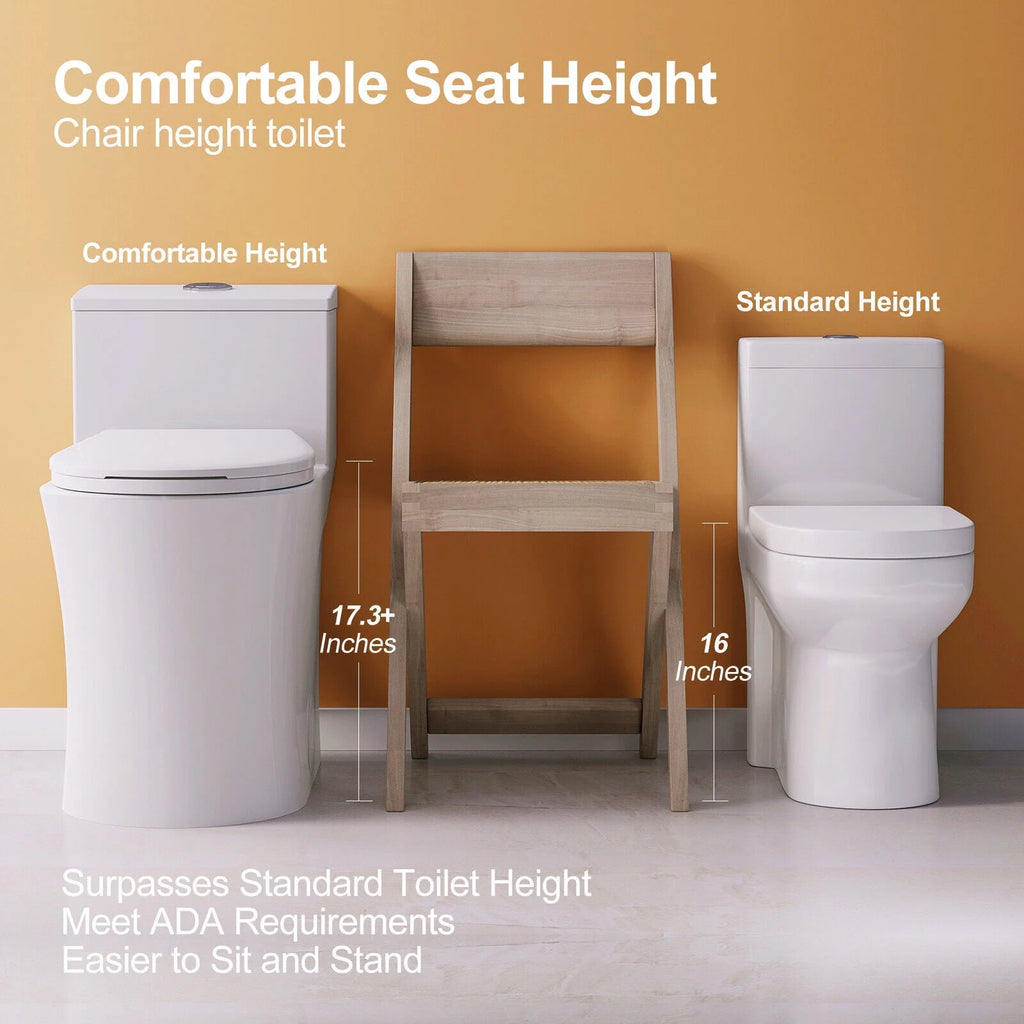 Elongated One Piece Toilet with Comfort Chair Seat, Dual Flush, White L61805