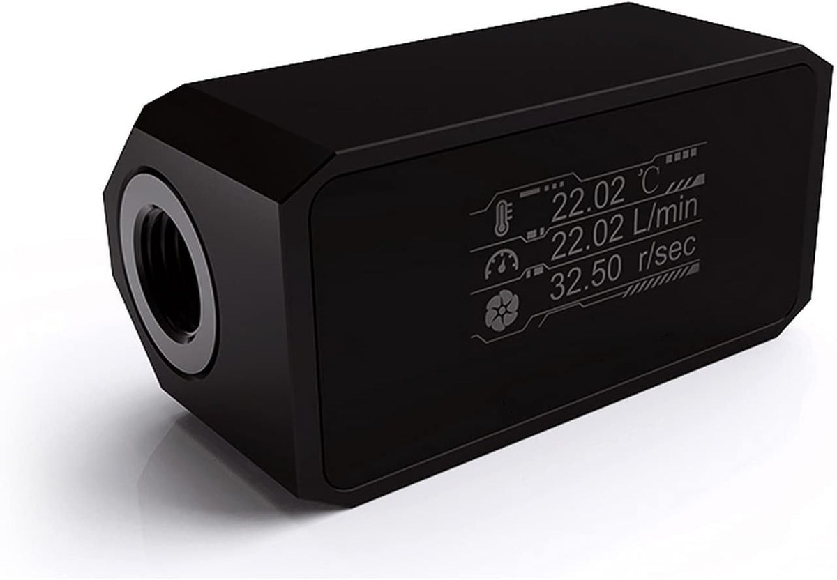 G1/4 Inline PC Water Cooling Flow Meter with OLED Display W6751