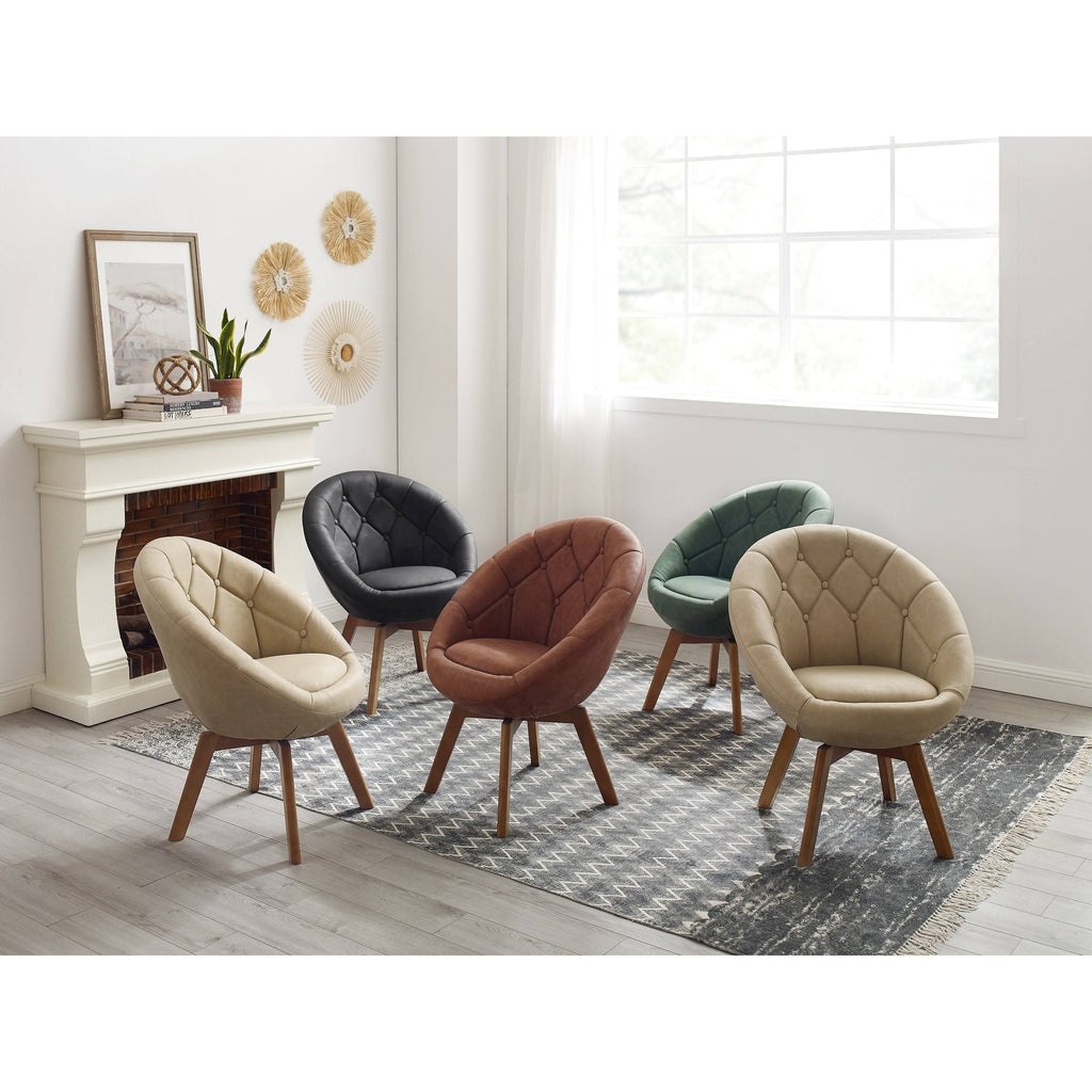 Velvet Tufted Round Swivel Accent Chair O6925