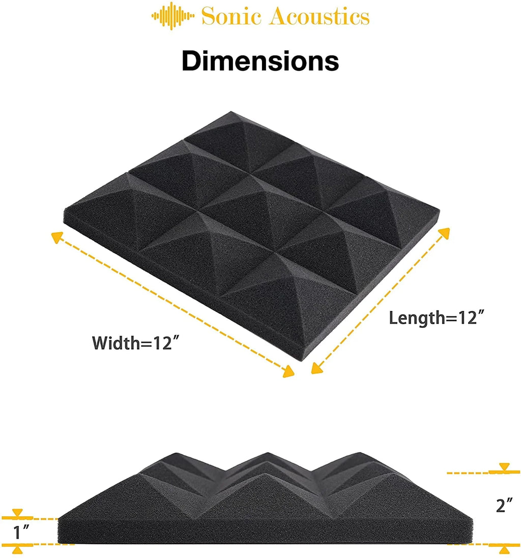 Black 12 Pack Acoustic Foam Panels D687682