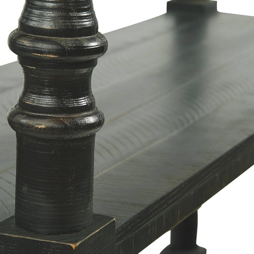 Antique Black 5 Tier Wooden Bookcase N620