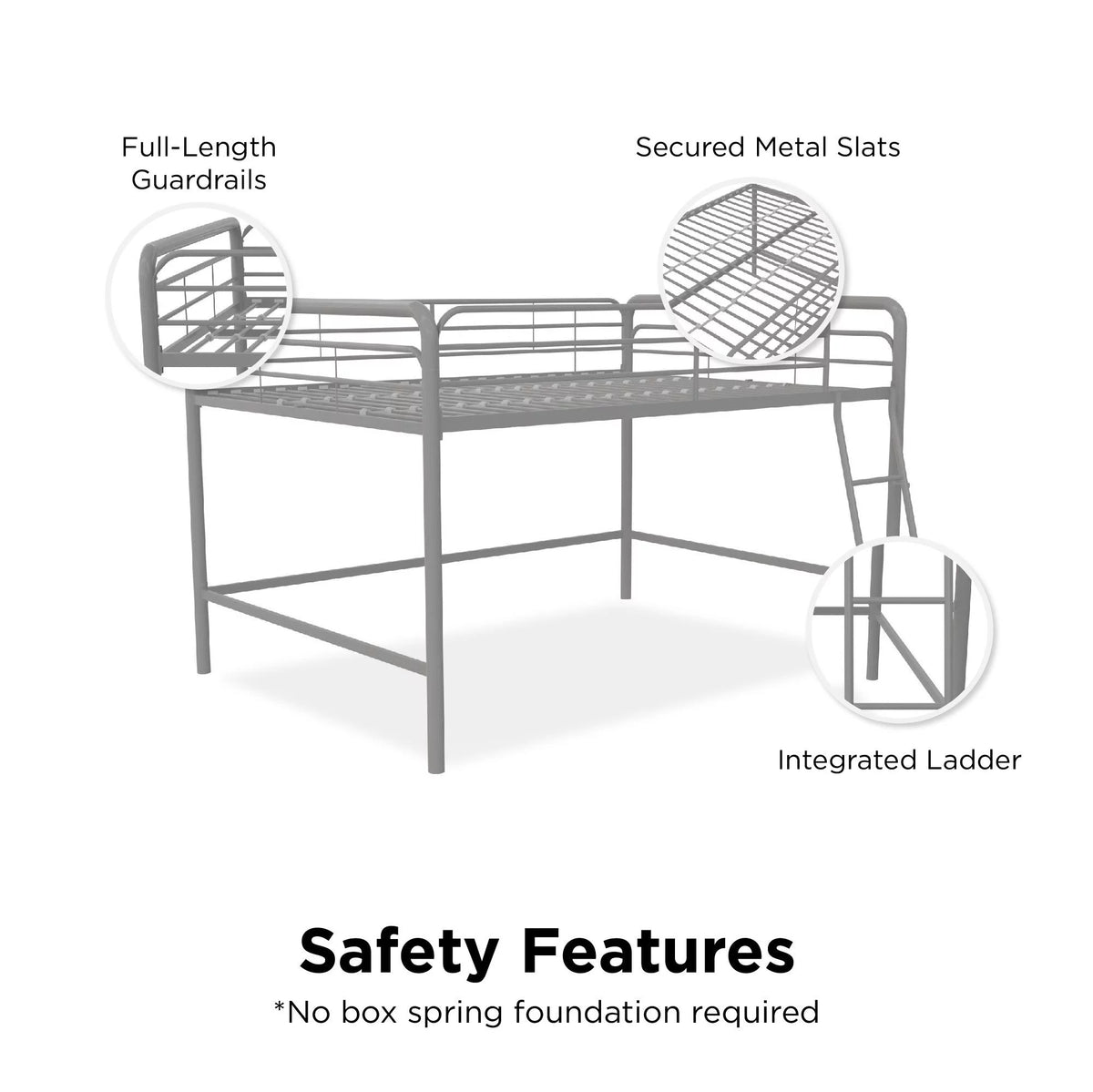 Black Full Metal Loft Bed M524197