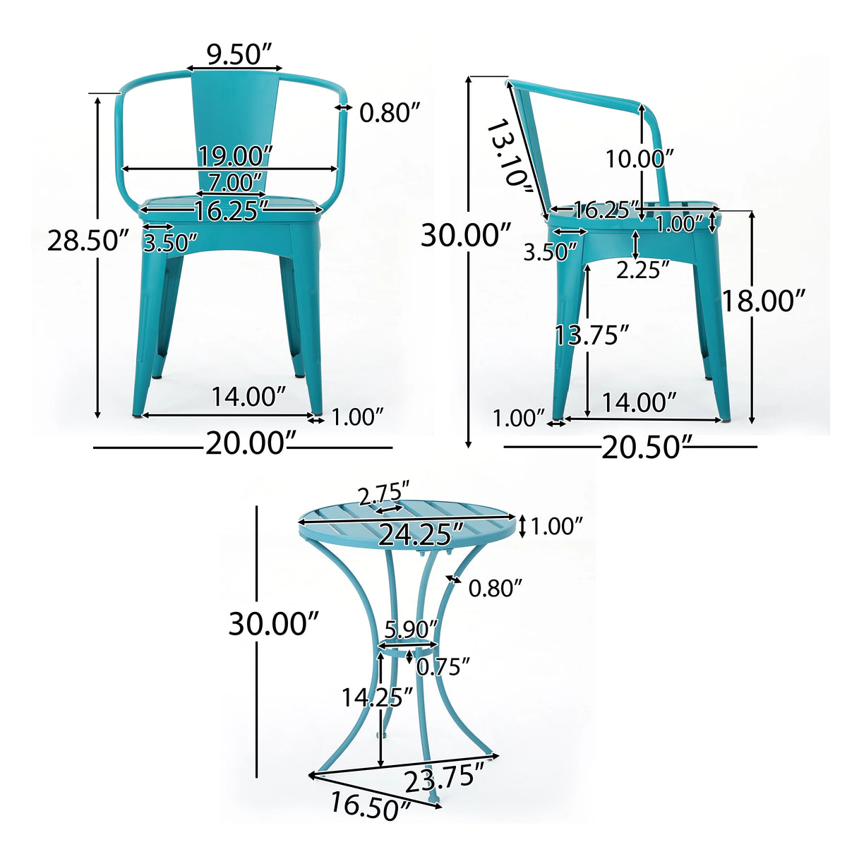 3 Piece Iron Bistro Set S519