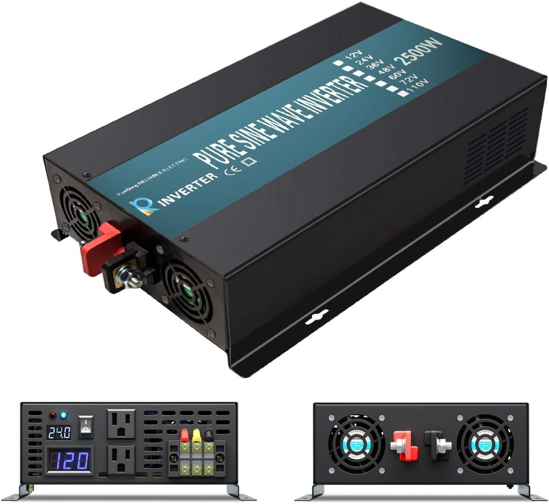 2500W Pure Sine Wave Power Inverter 24V DC to 120V AC Q949104