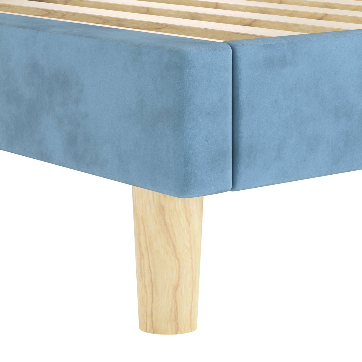 Twin Bed Frame with Upholstered Headboard, Grey E120852