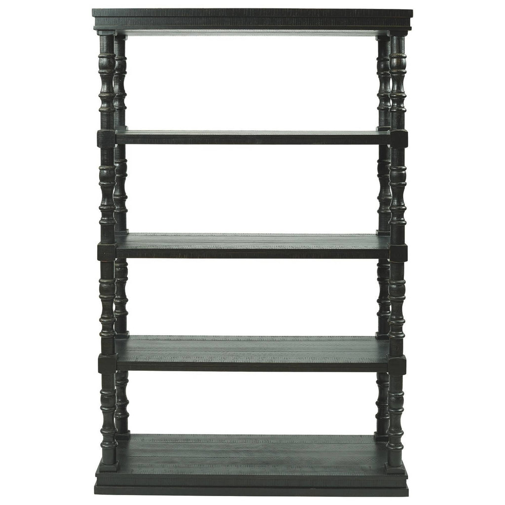 Antique Black 5 Tier Wooden Bookcase N620