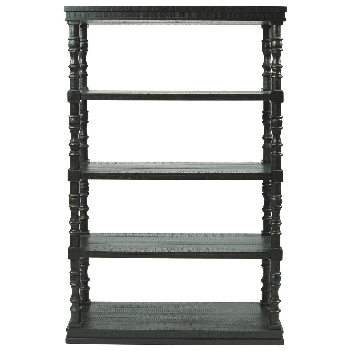 Antique Black 5 Tier Wooden Bookcase N620