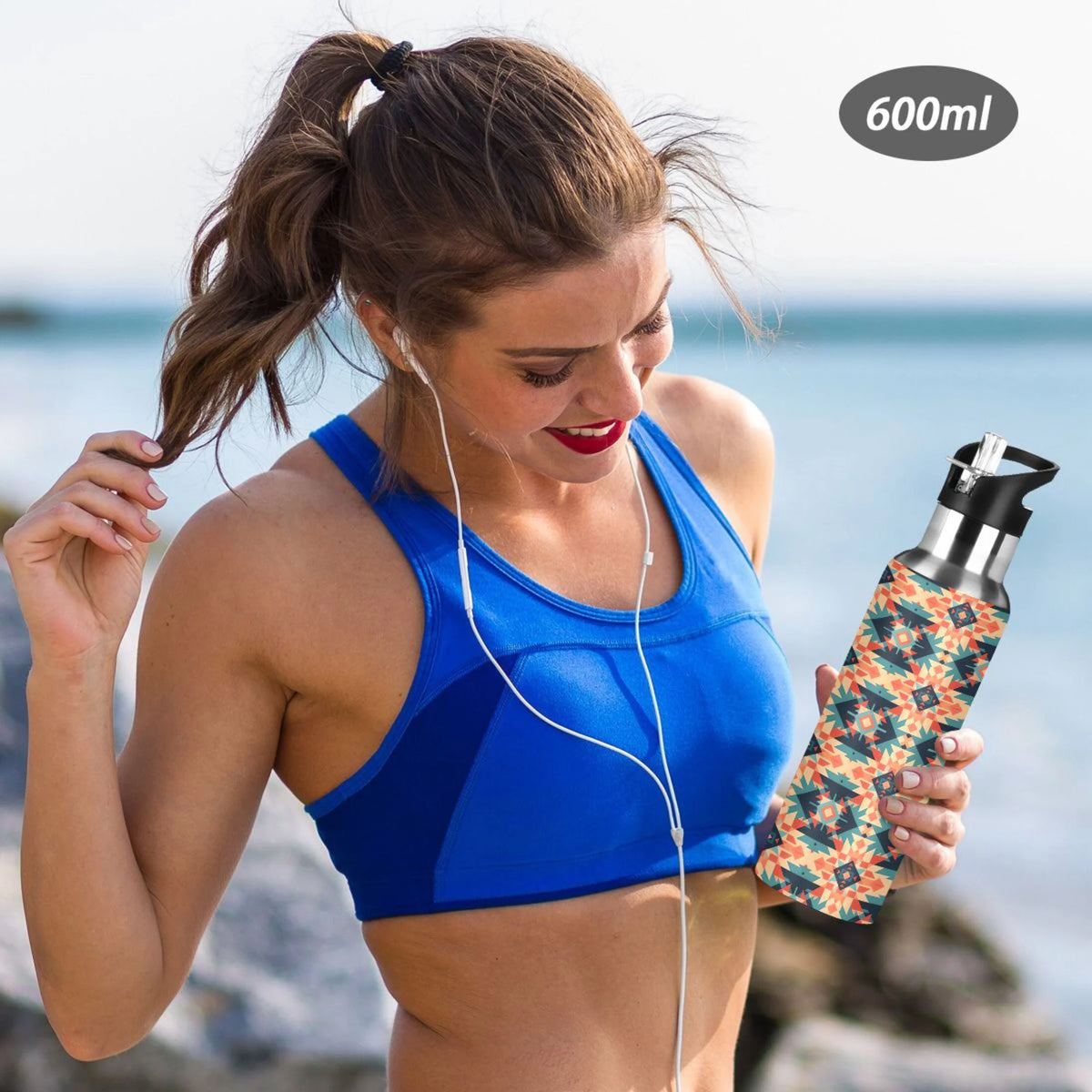 20 oz Insulated Stainless Steel Water Bottle with Straw Lid U4768