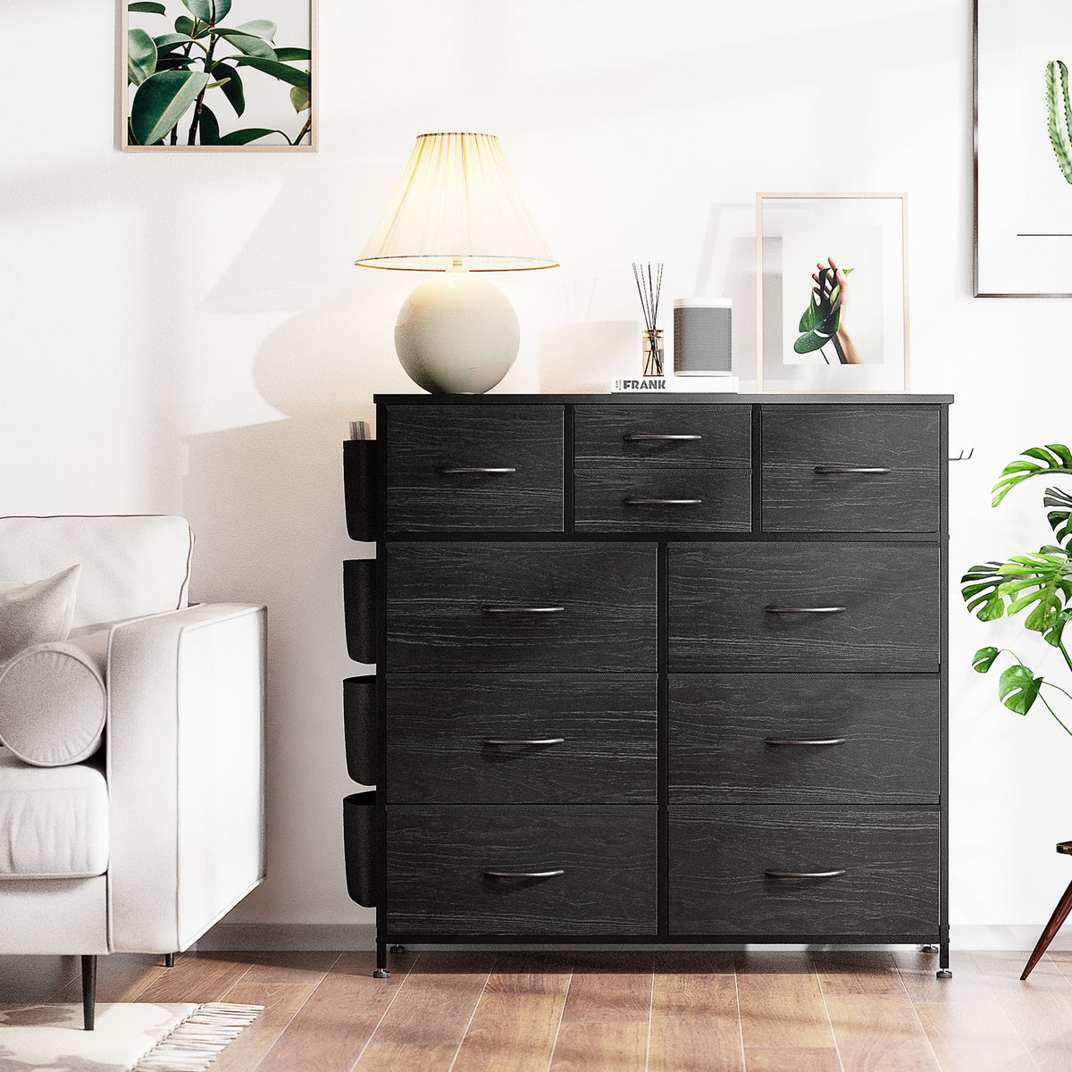 Brown 10 Drawer Fabric Dresser G6697