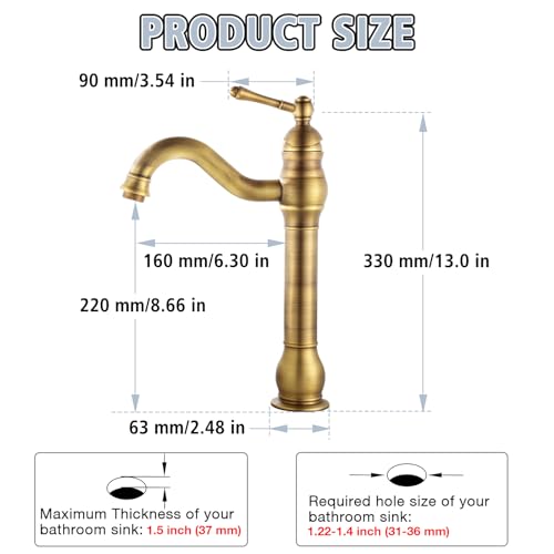 Single Hole Antique Brass Bathroom Vessel Sink Faucet W601