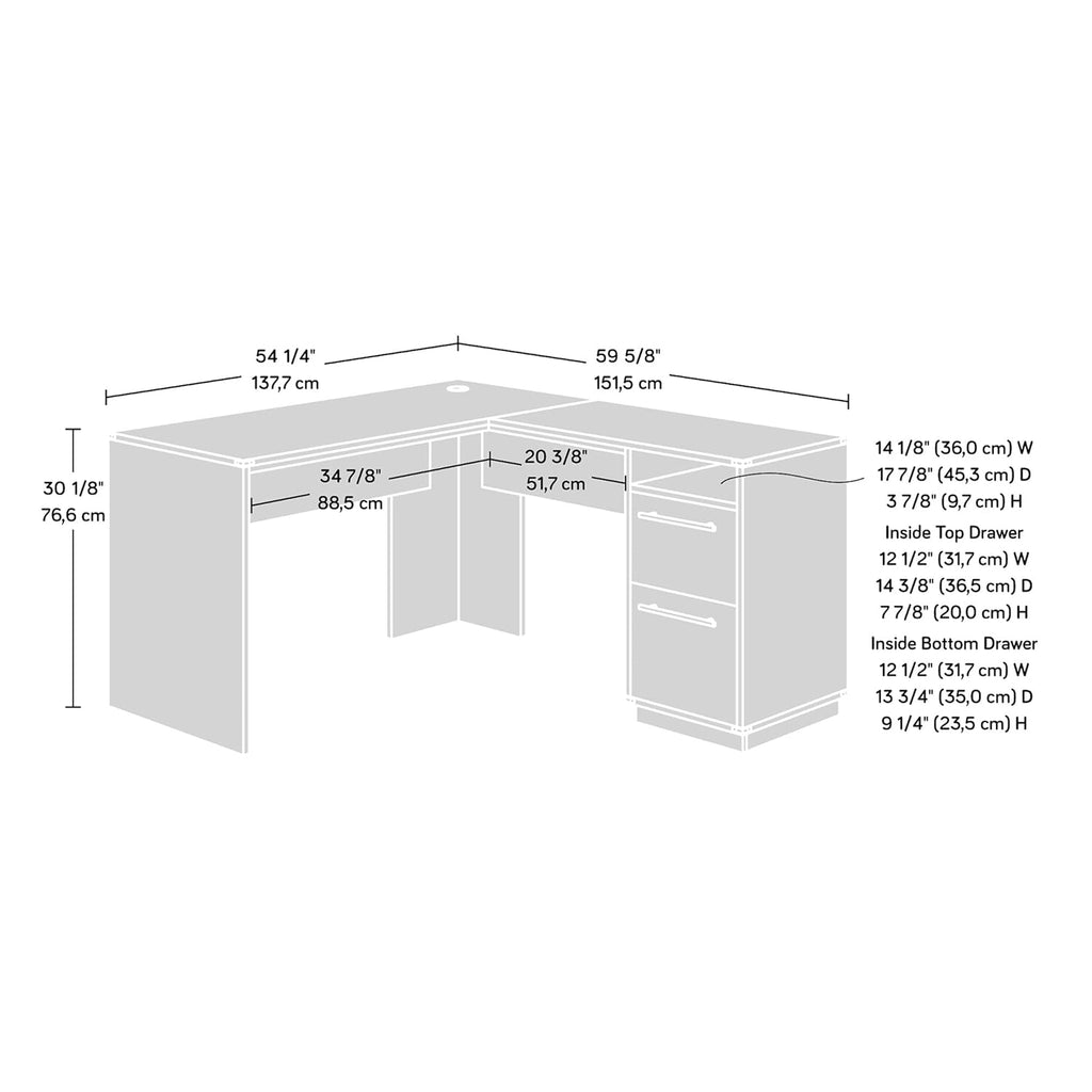 L-Desk, Pearl Oak Finish Z5528