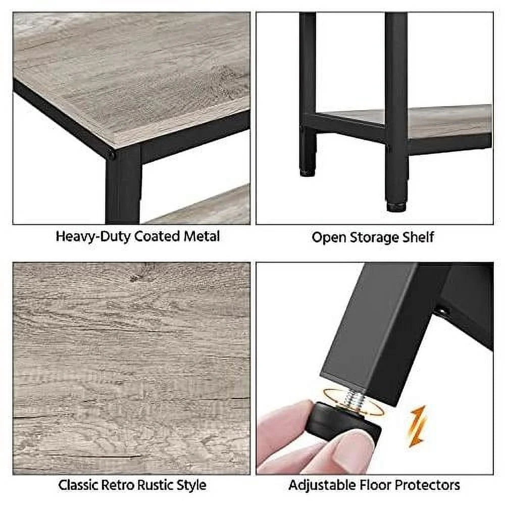 Console Table with Storage Metal Frame 40 x 14 x 32 Inches Gray J69532
