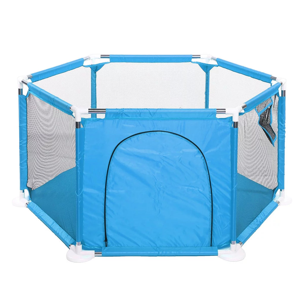 Portable Baby Playpen 6-Panel Play Yard Blue S7538