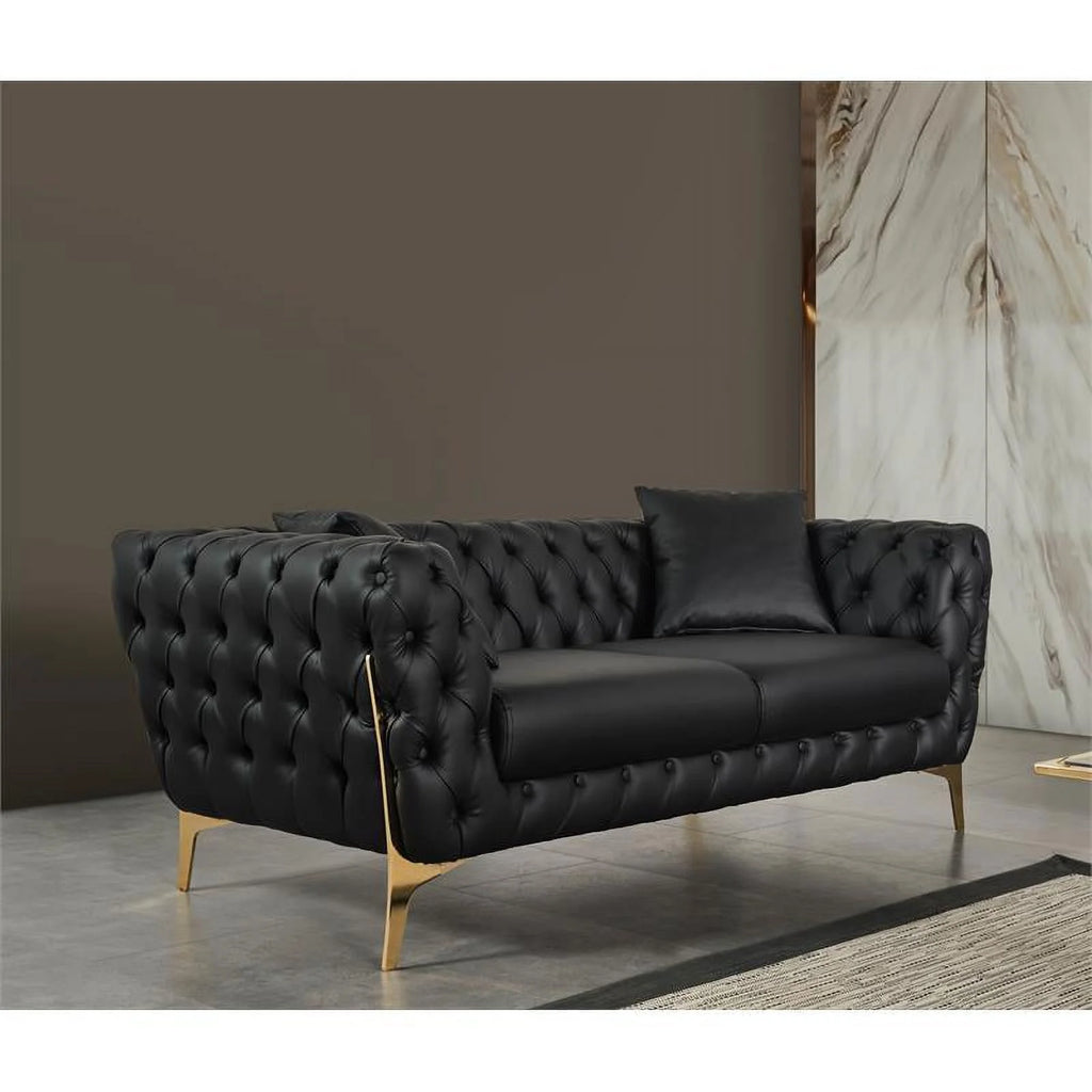 Black Vegan Leather Loveseat J879854