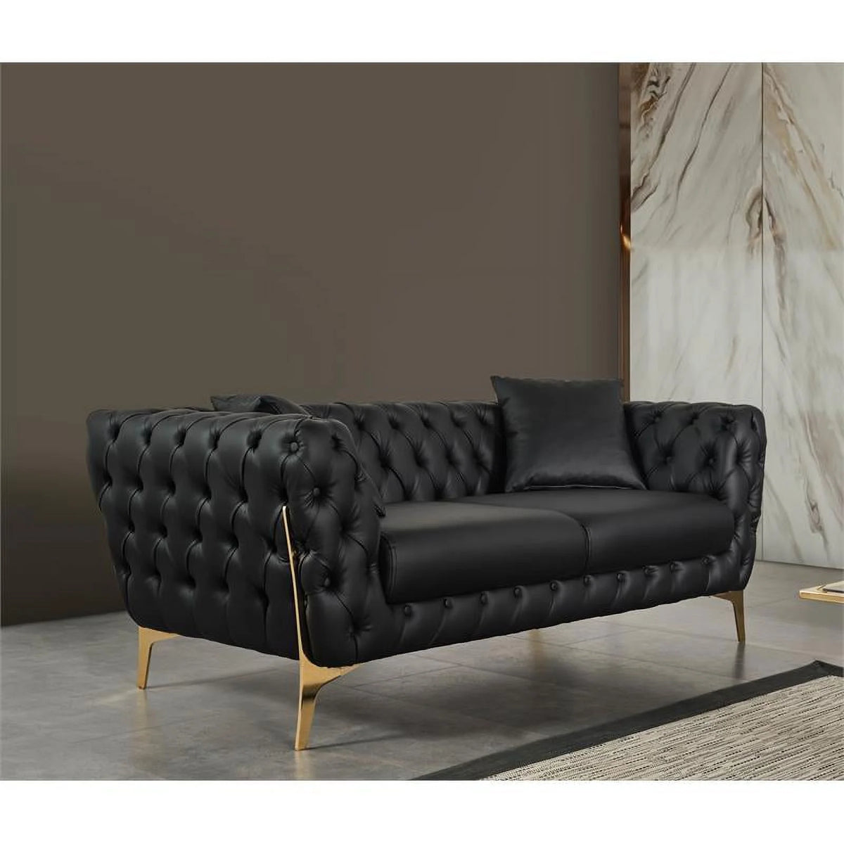 Black Vegan Leather Loveseat J879854