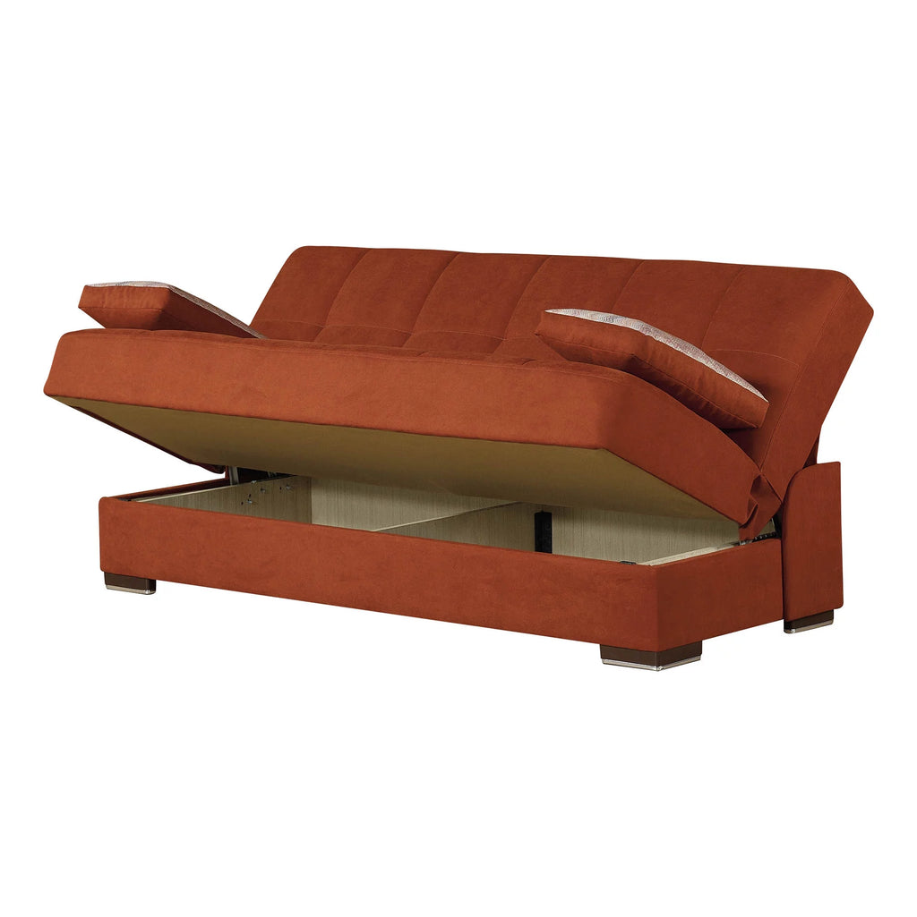Orange Chenille Sofa Bed with Storage E273287