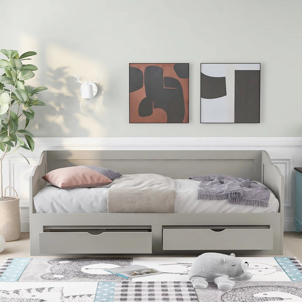 Wooden Daybed with Trundle and Two Storage Drawers L99766