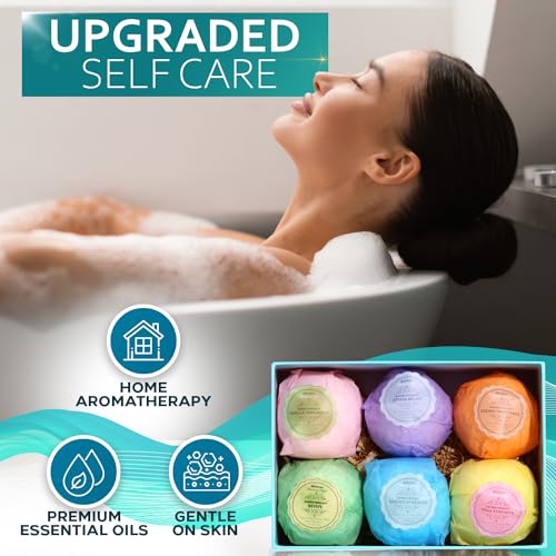 6 XXL Bath Bombs Gift Set with Dead Sea Salt Cocoa and Shea Essential Oils I76836
