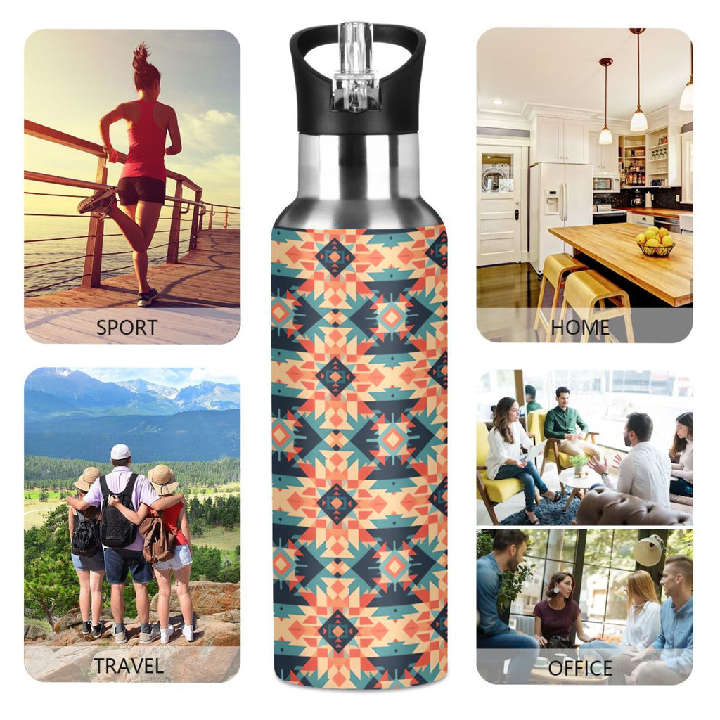 20 oz Insulated Stainless Steel Water Bottle with Straw Lid U4768
