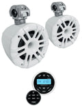 White 6.5" Marine Wakeboard Tower Speakers with Bluetooth Receiver H97554