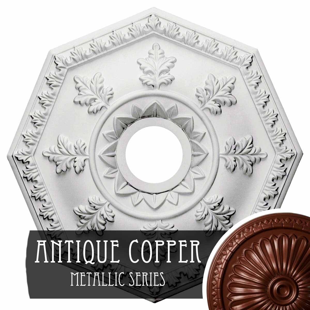 18x22OD x 3 1/2x22ID x 1 1/2x22P Hand-Painted Frost Ceiling Medallion N3095