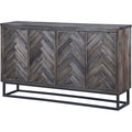Solid Wood Herringbone 4-Door Credenza U3582
