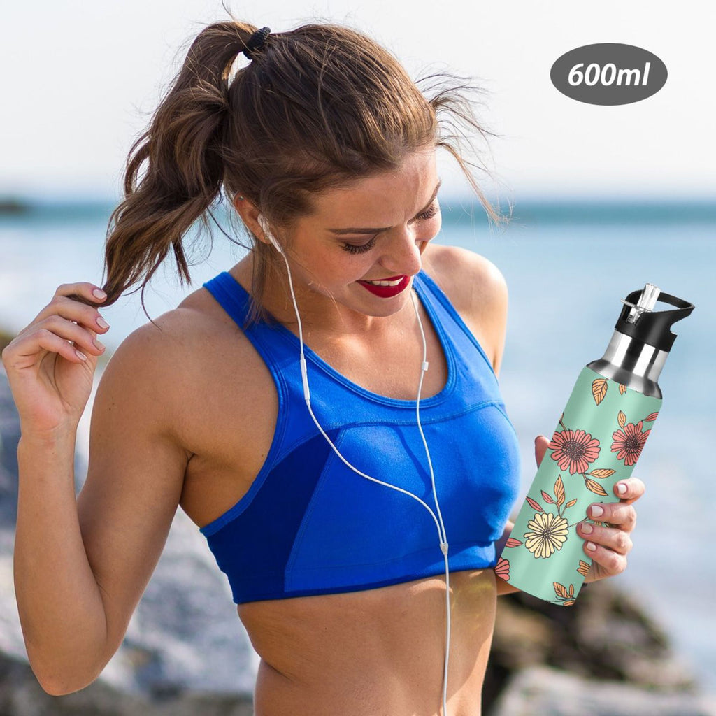 20 oz Insulated Stainless Steel Water Bottle with Straw Lid V668