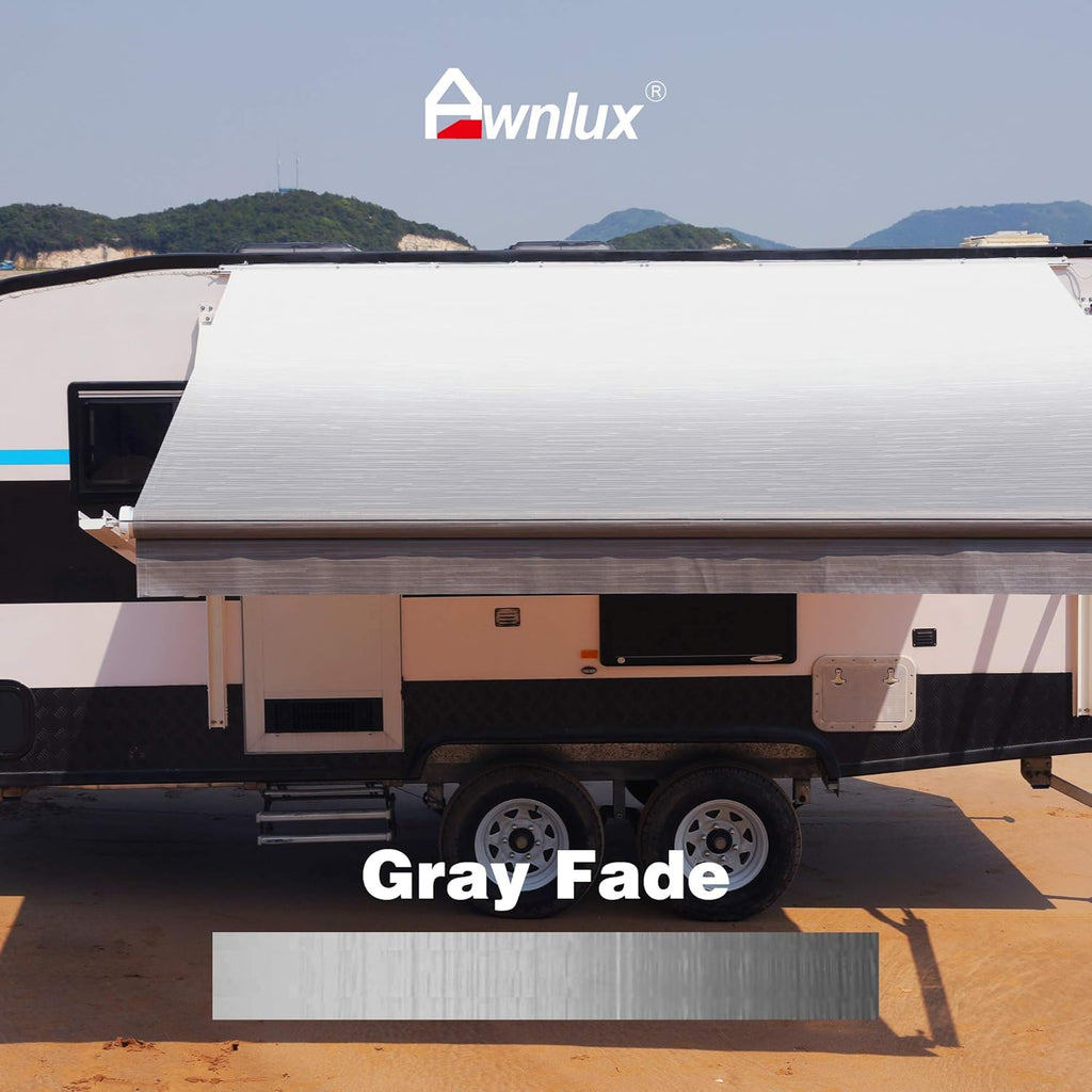 RV Awning Fabric Replacement Waterproof Vinyl Shade Screen Gray 17' H7771
