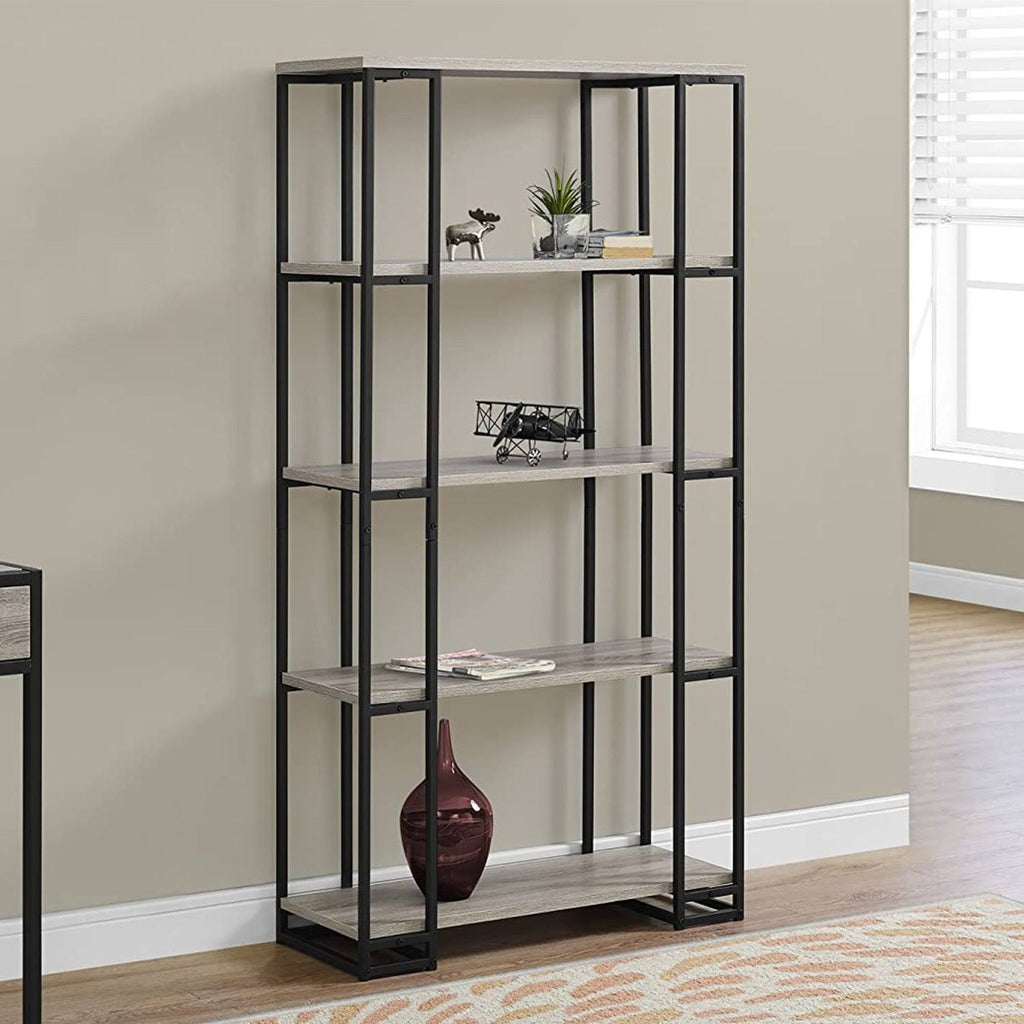 Dark Taupe Black MDF Metal Bookcase B3162
