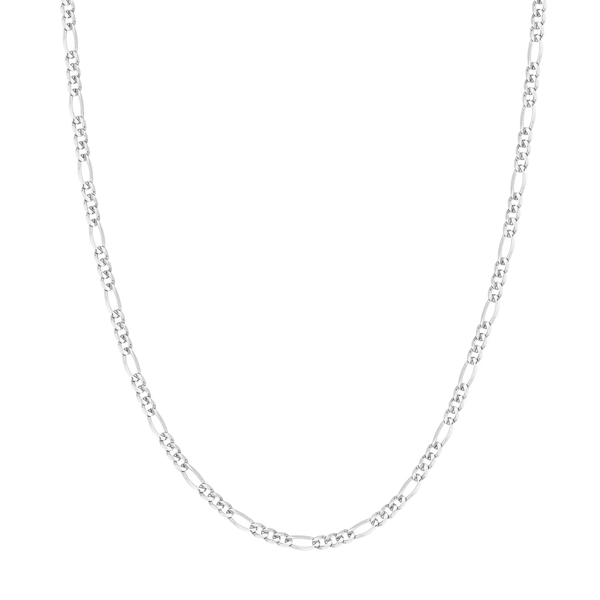 14K White Gold 20" Figaro Chain Necklace N6605