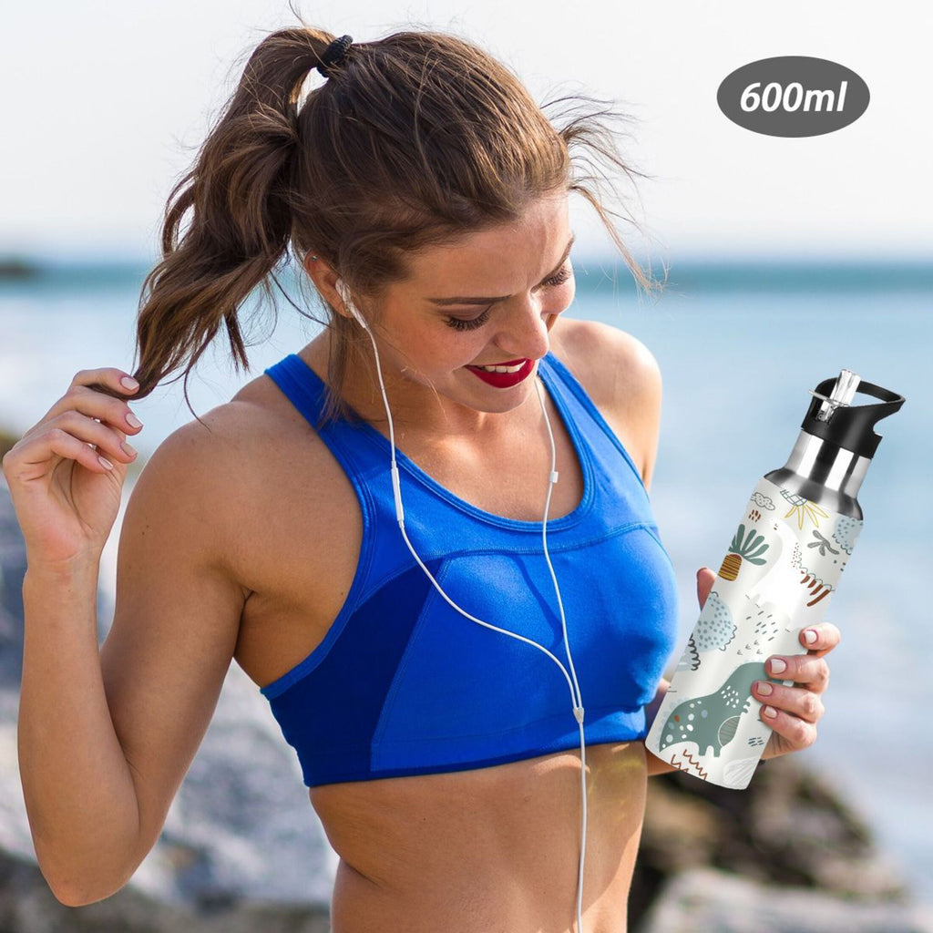 Green Stainless Steel Insulated Water Bottle with Straw Lid C2366