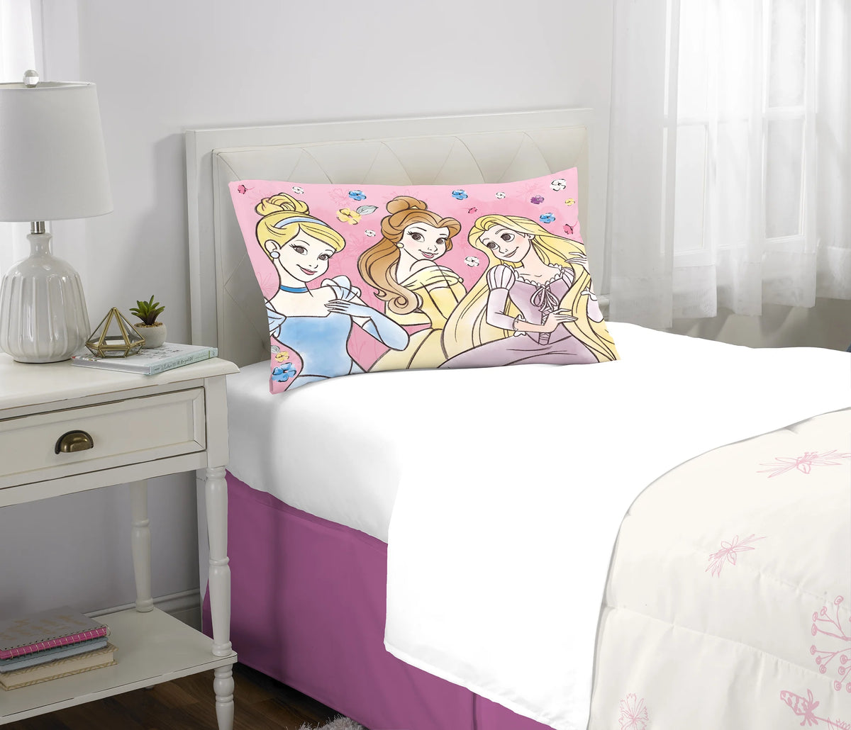 Pink and White Reversible Kids Comforter and Sham Set I289