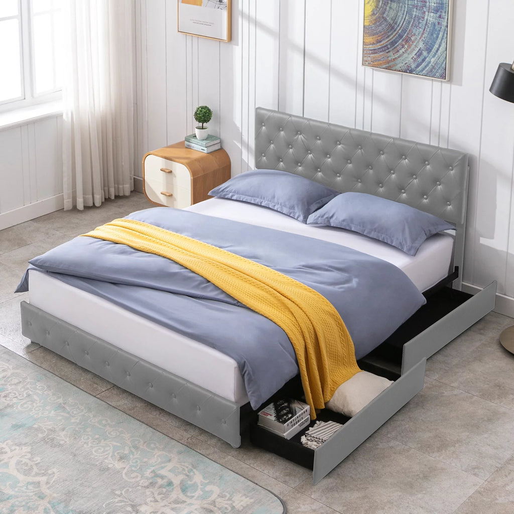 Black King Storage Bed Frame with 4 Drawers P781